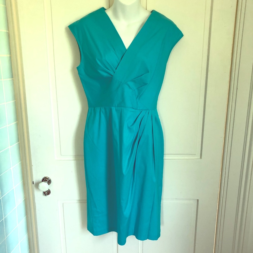 Lafayette 148 Turquoise stretch cotton dress